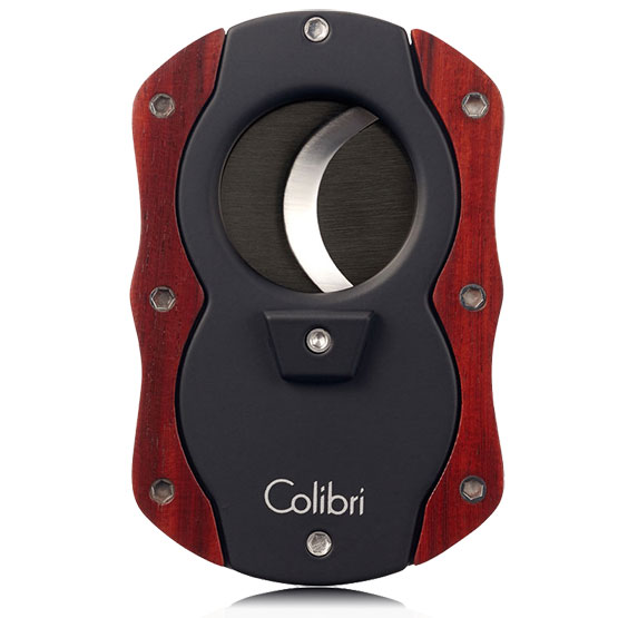 Colibri Cut Wood Cigar Cutter - Black and Redwood