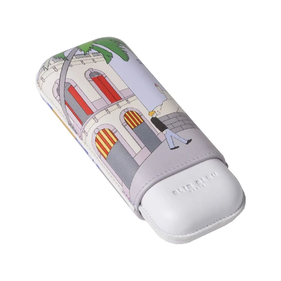 Elie Bleu Leather Cigar Case Casa Cubana - 2 Robusto