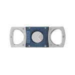 Elie Bleu Double Blade Cigar Cutter -  Stainless Steel Blue Grid