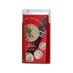 Elie Bleu Single Jet Flame Lighter ''Medals'' - Red