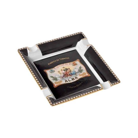 Elie Bleu Large Porcelain Flor De Alba Ashtray (4 Cigars) - Black