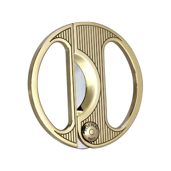 Elie Bleu Round Cigar Cutter - Gold Pinstripe