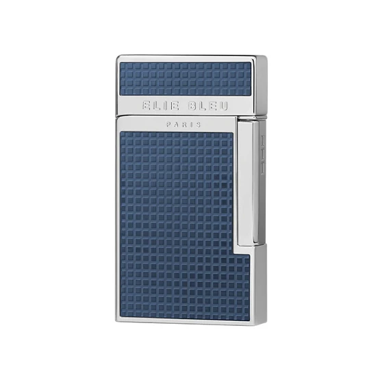 Elie Bleu Single Jet Flame Cigar Lighter -  Blue Grid