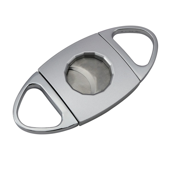 BLD Double Finger Double Blades Oval Cigar Cutter - Chrome/Satin