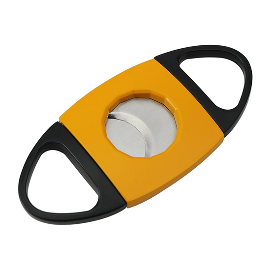 BLD Double Finger Double Blades Oval Cigar Cutter - Yellow/Black