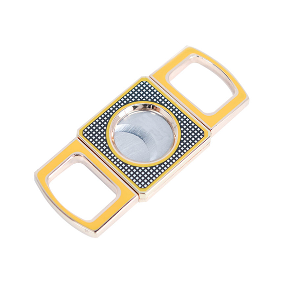 BLD Double Finger Double Blades Square Cigar Cutter - Yellow/Black