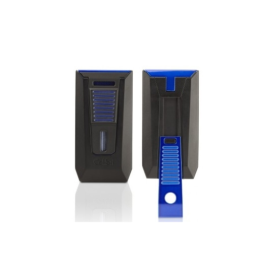 Colibri Slide Double Jet Flame Cigar Lighter - Black & Blue