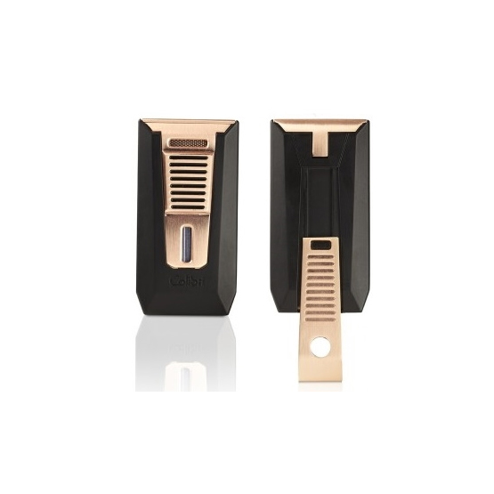 Colibri Slide Double Jet Flame Cigar Lighter - Matte Black & Rose Gold