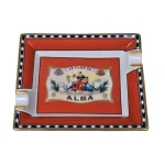Elie Bleu Small Porcelain Flor De Alba Ashtray (2 Cigar) - Red