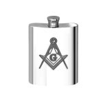 English Pewter 6oz Masonic Pewter Hip Flask (MAS03)