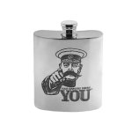 English Pewter 6oz Lord Kitchener Hip Flask ( WW903)