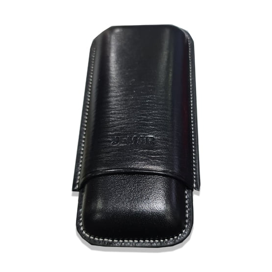 Jemar Black Leather Cigar Case - 2 Robusto