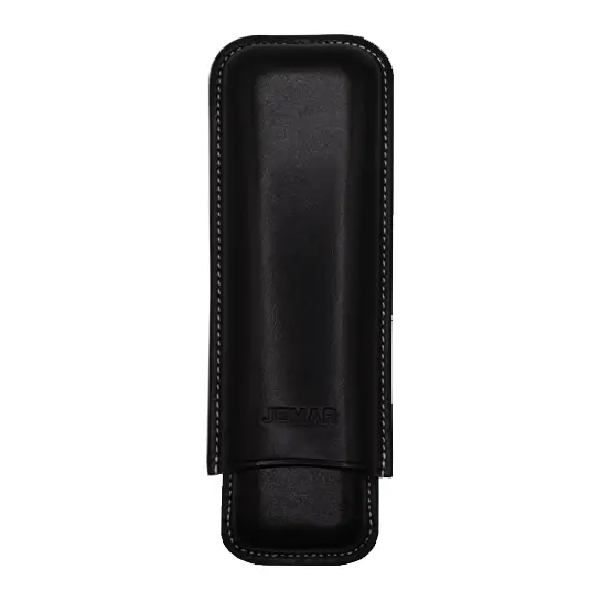Jemar Black Leather Cigar Case - 2 Corona