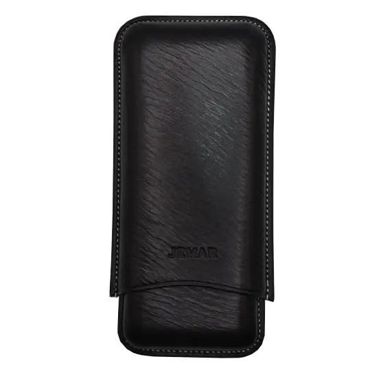 Jemar Black Leather Cigar Case - 3 Corona