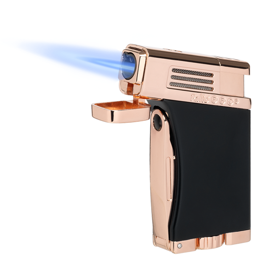 Palio Pro Scorpius Single Torch Cigar Lighter - Black & Rose Gold
