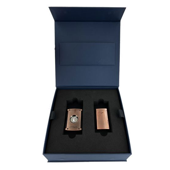S.T. Dupont Brushed Copper Slim 7 Lighter & Maxijet Cigar Cutter Gift Set