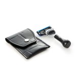 Taylor Mini Black Travel Fusion Razor in Leather Pouch - Mock Croc Black