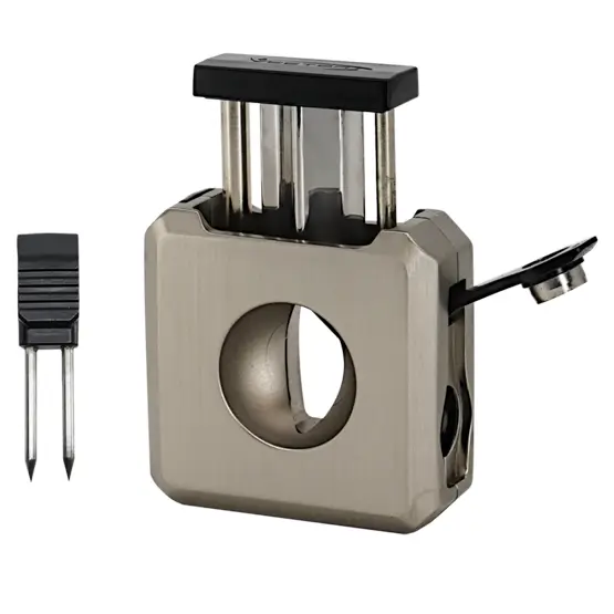 Vector VCUBE V-Cut and Punch Cigar Cutter - Nickle Satin Matte