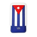 VSB Cuban Flag Leather Cigar Case - 3 Robusto