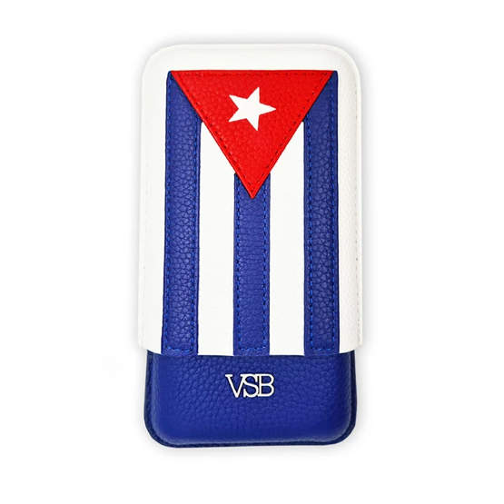VSB Cuban Flag Leather Cigar Case - 3 Robusto