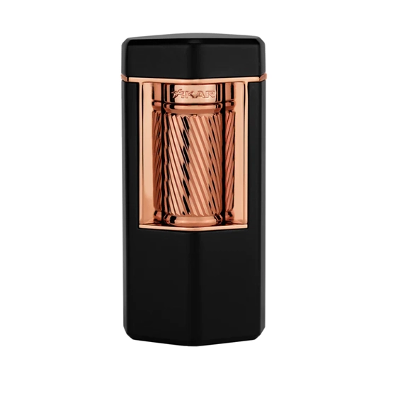Xikar Meridian Triple Soft Flame Lighter - Black & Rose Gold