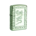 Zippo Armor High Polish Green Elegant Dragon Soft Flame Lighter